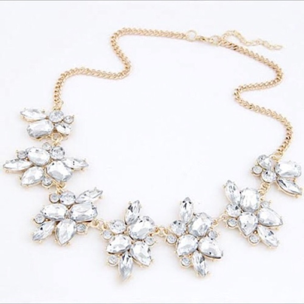 Clear Crystal Gold Necklace #132
